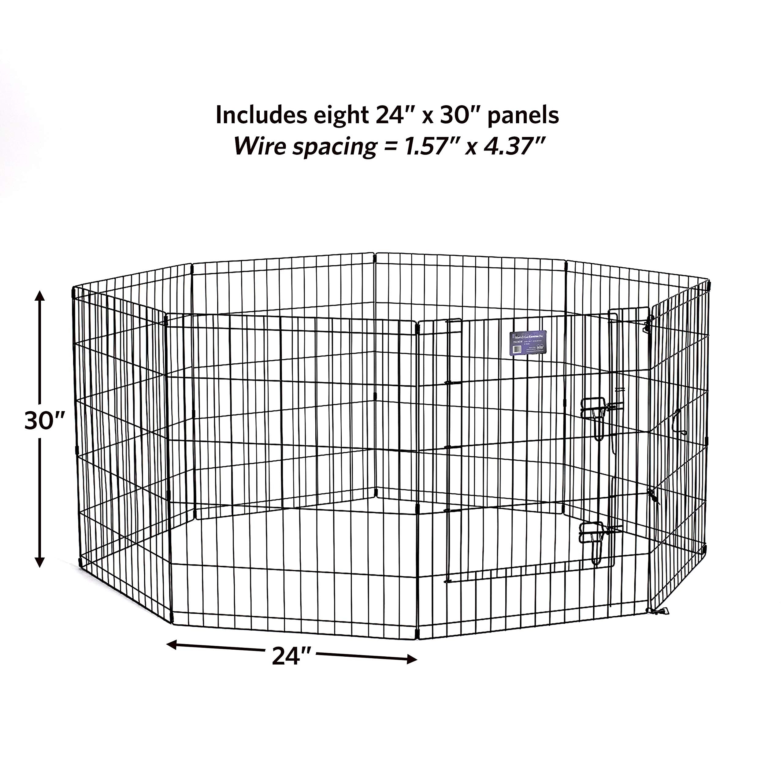 MidWest Homes for Pets 30-Inch Exercise Pen, for Indoor and Outdoor Use, 16 Sq Feet of Play, Single Door Folding Dog Pen, with Large Door Opening & Secure Latch, Easy to Set Up, Foldable Dog Playpen