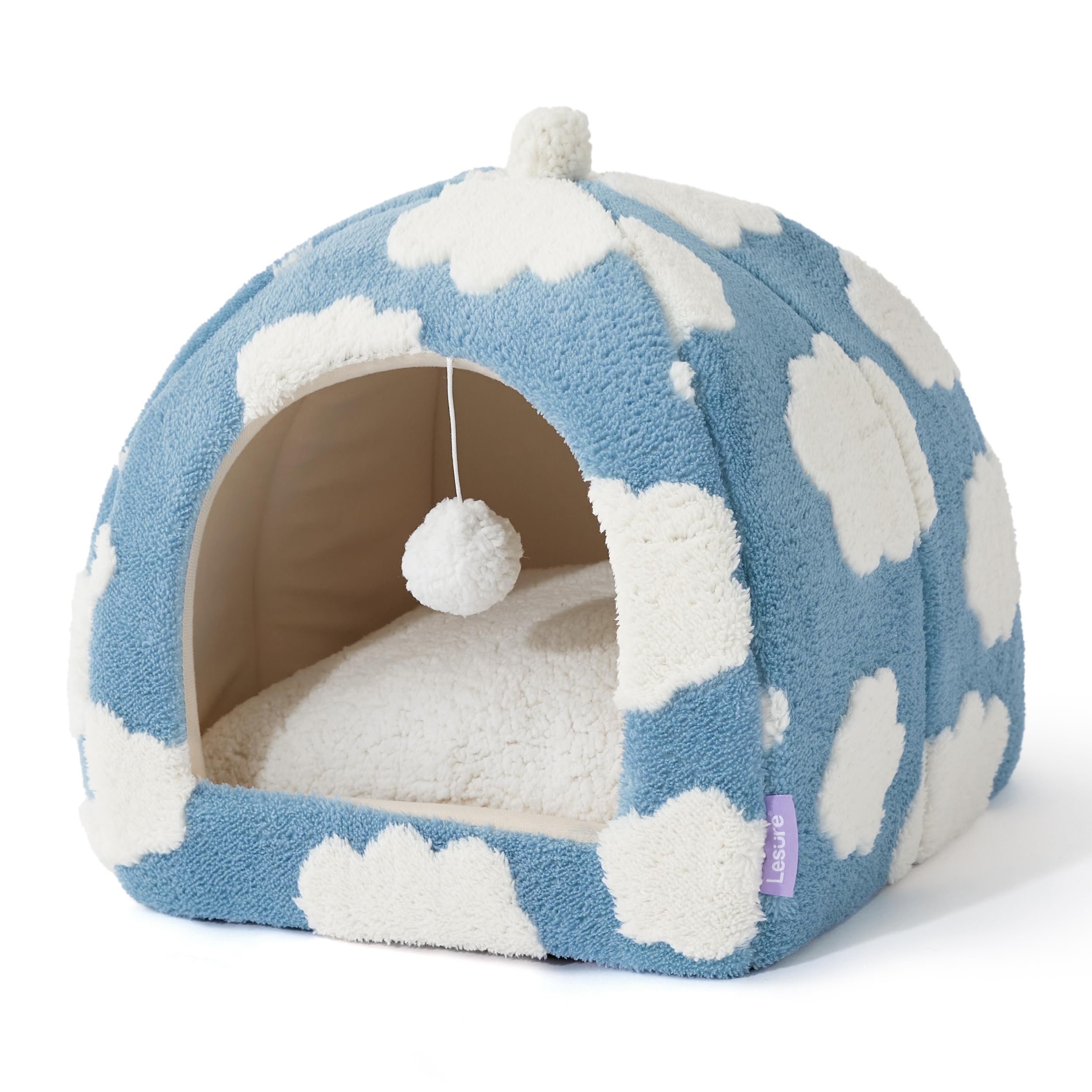 Lesure 2in1 Cute Cat House for Kitten with Washable Cushioned Pillow,16in