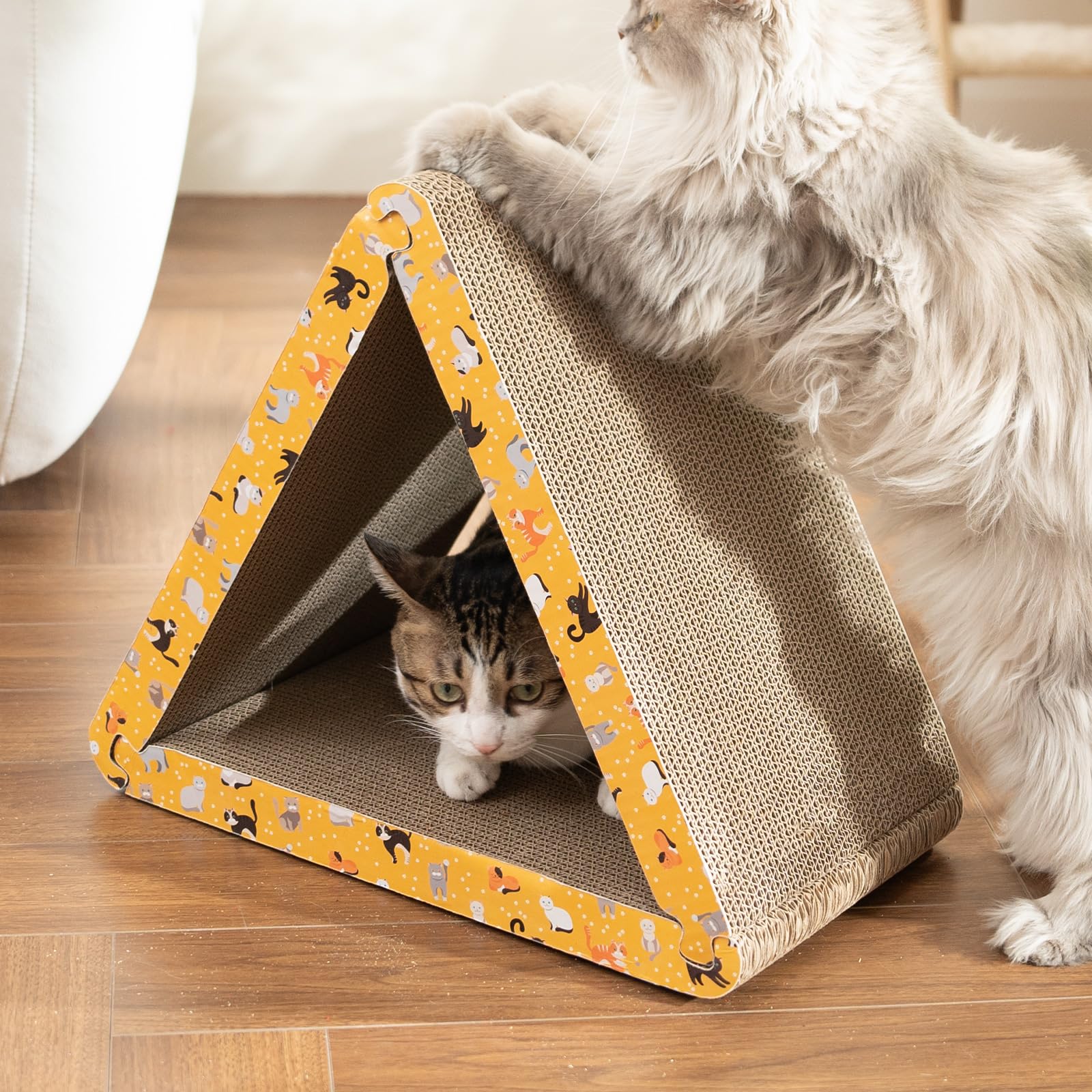 Cat Scratcher, Cat Scratching Board - Foldable Triangle 6-Sided Cardboard