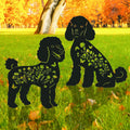 Rngmsi Poodle Metal Garden Stakes Yard Decor, 2PCS Black Poodle Dog Silhouette Statues Garden Decorative Gifts for Yard Art, Patio, Outside, Lawn Ornaments, Christmas, Backyard, Pathway