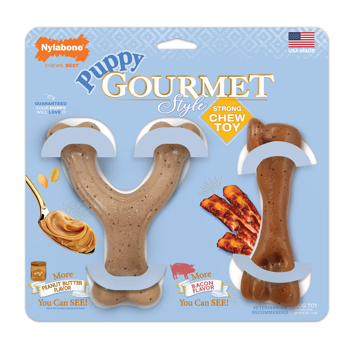 Nylabone Puppy Chew Gourmet Style Femur Dog Chew Toy, Bacon Flavor, Small
