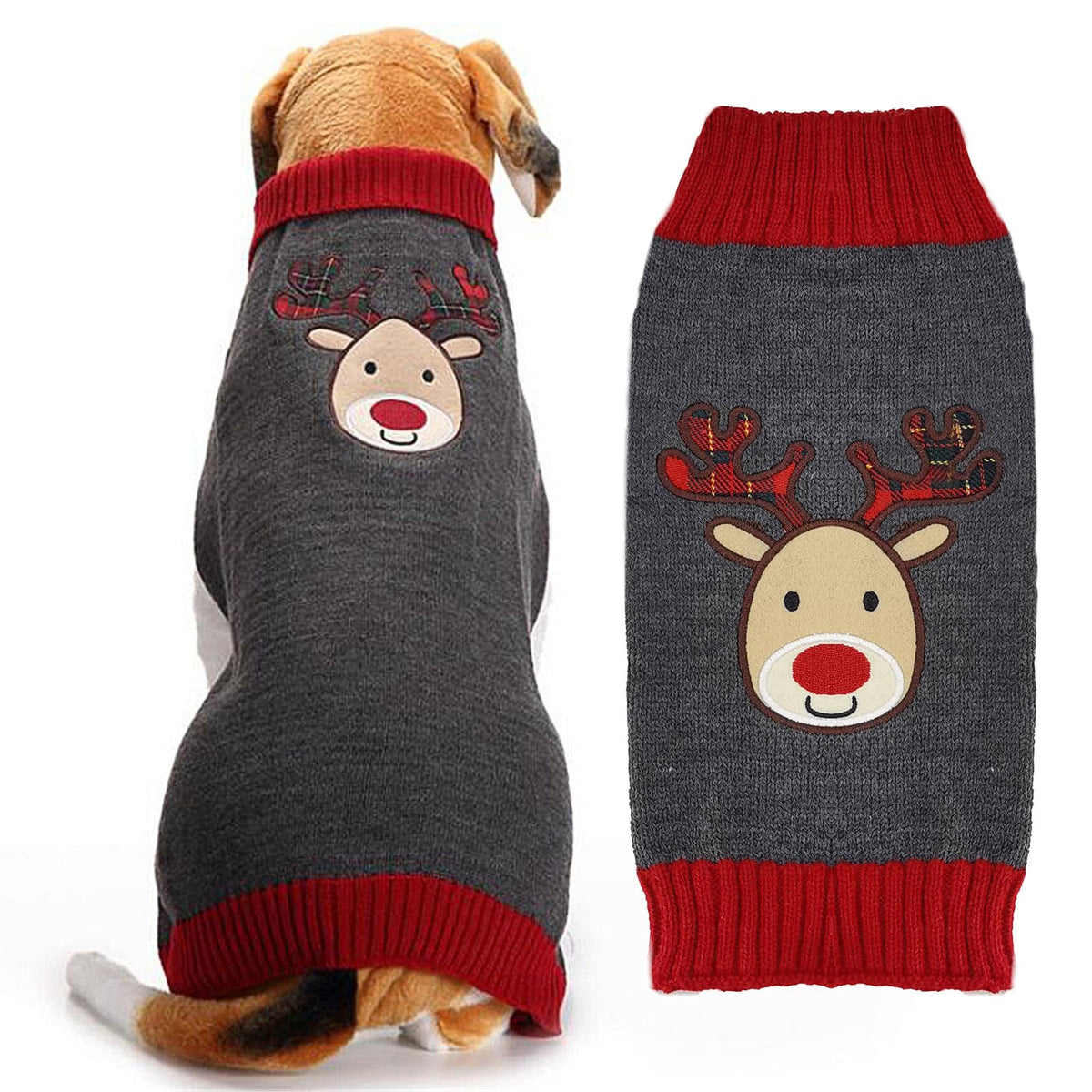 DOGGYZSTYLE Dog Christmas Sweater Xmas Pet Clothes Cute Striped Gingerbread Man Costume Holiday Puppy Cat Jumpers Outfits New Year Gifts for Small Medium Large Dogs(Red Gingerbread Man,XXS)
