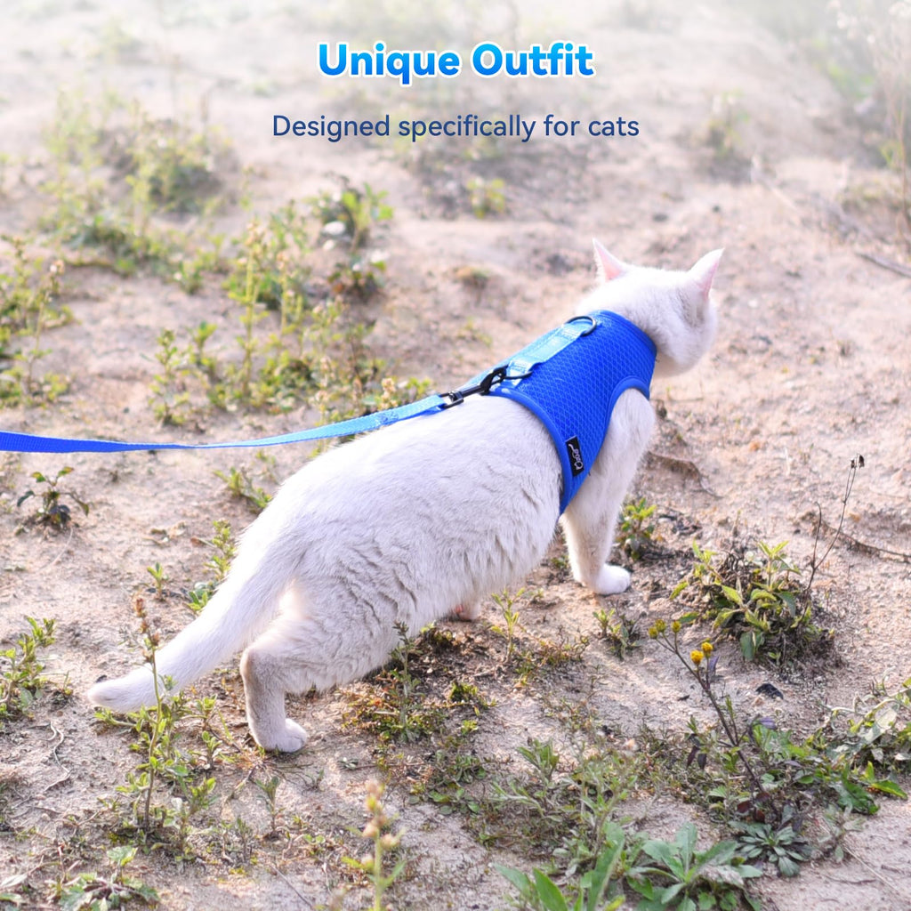 Cat Harness and Leash Set for Walking Escape Proof, Blue, X-Small