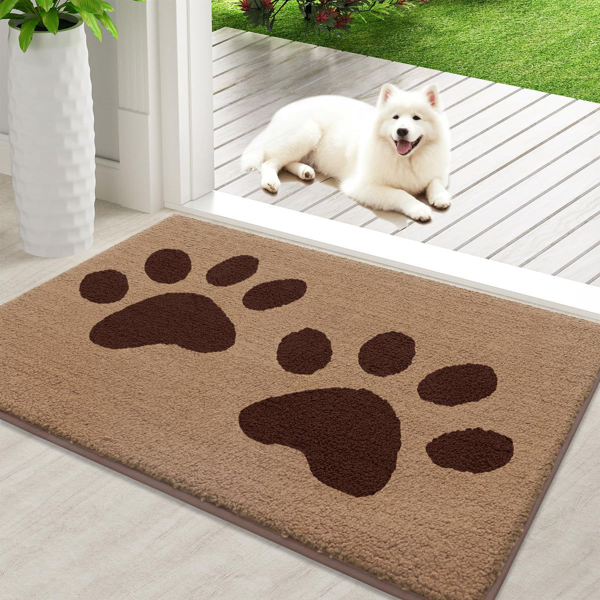 Buganda Dog Door Mat for Muddy Paws 59x35, Absorbent Doormat for Inside