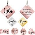Ultra Joys Dog ID Tag, Custom Dog Tag Personalized Cat Tag, Pet ID Tag, Brushed Stainless Steel Diamond Dog Tag Rose Gold Medium