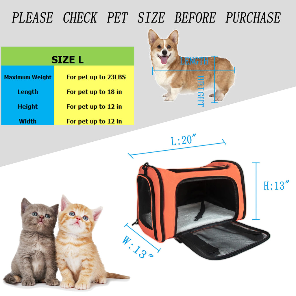 NextFri Soft Sided Carrier for Small Medium Cats Dogs,Removable Pad Collapsible Travel Pet Carrier Large Watermelon