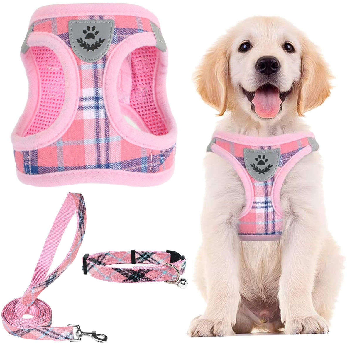 PUPTECK Dog Harness, Collar and Leash Set No Pull for Small Medium Sized