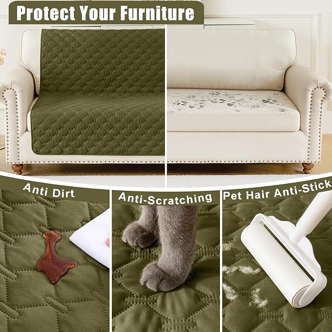 Smiry Waterproof Dog Bed Cover Blanket, Soft Reversible Pet Blanket, Washable Leakproof Cats Dogs Couch Cover for Sofa, Couch, Furniture (30x53 Inch, Green/Navy)