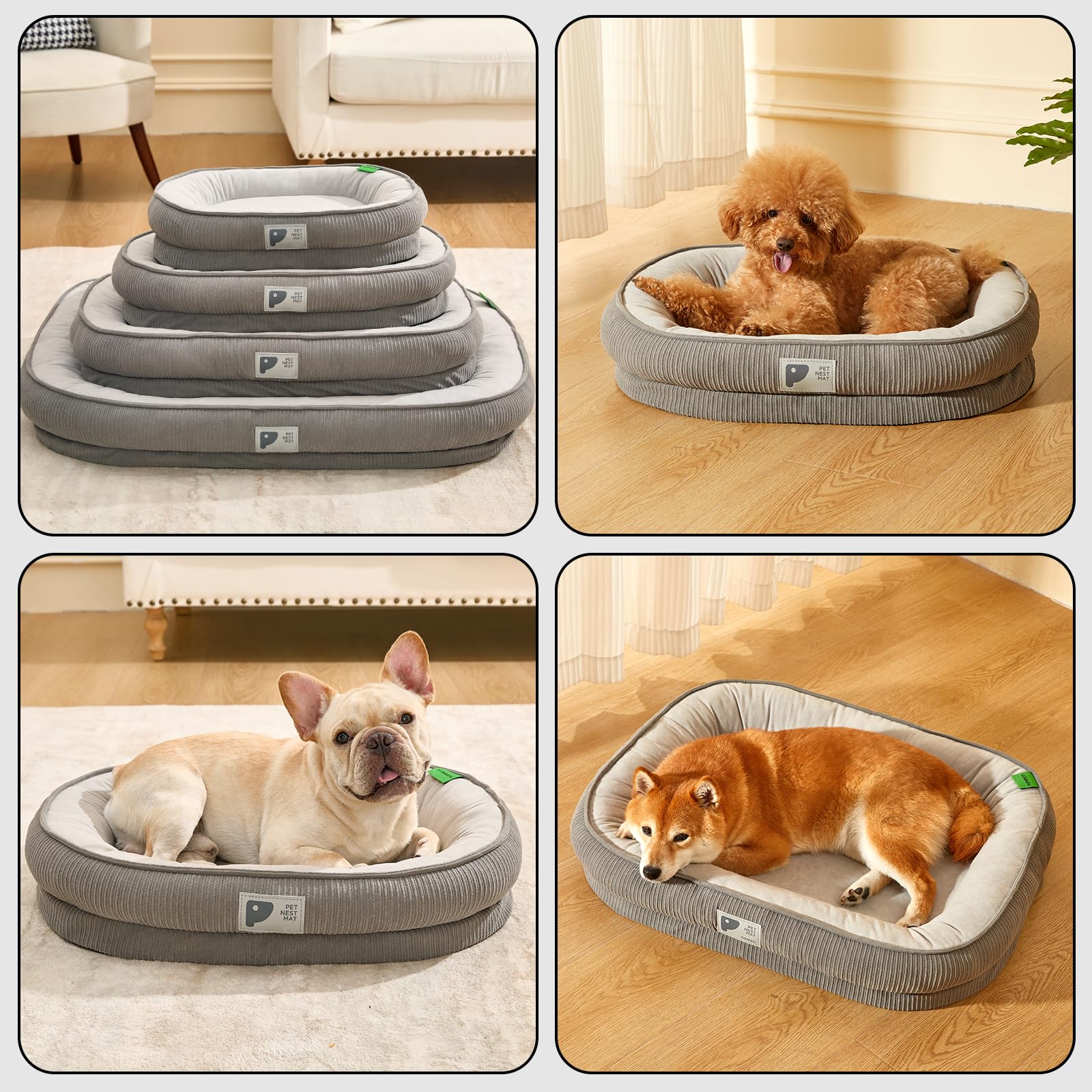 Orthopedic Dog Bed for Large Dogs Sofa Bed with Egg Crate Foam Dog Couch Bed with Four-Sided Bolster, Removable Cover & Non-Slip Bottom Grey L