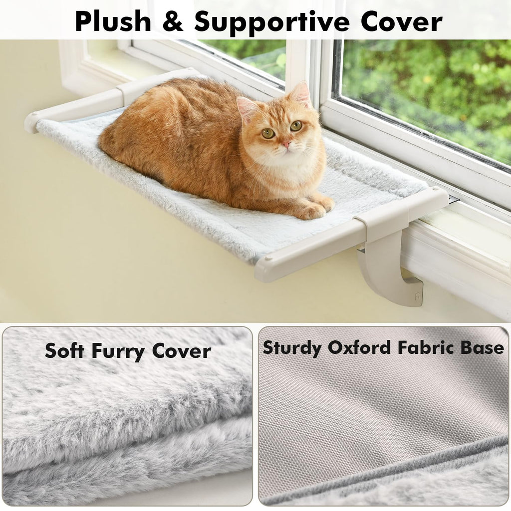 Zoratoo Windowsill Cat Perch, One-Step Sliding Adjustment Cat Hammock, XL