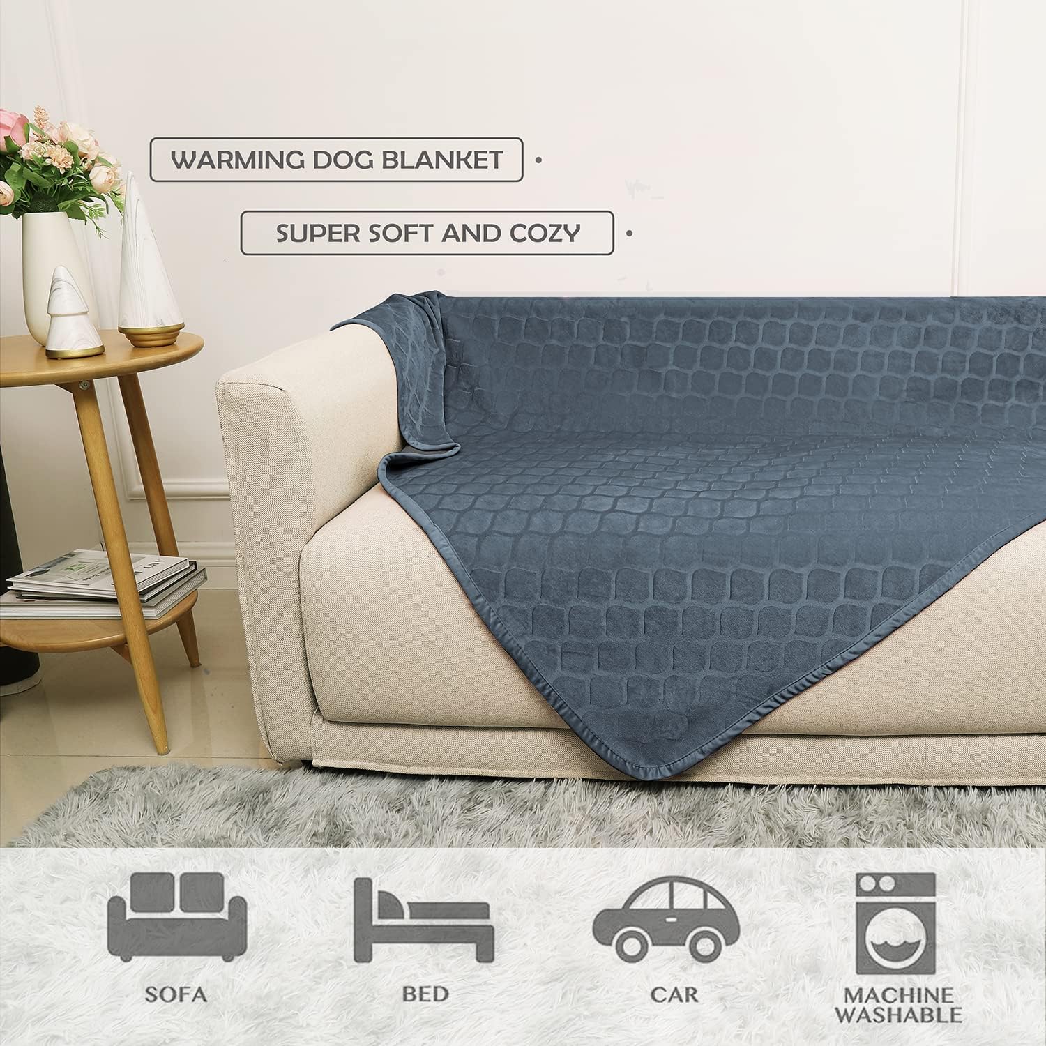 fuguitex Waterproof Dog Blanket Bed Cover Dog Crystal Velvet Moroccan Fuzzy Cozy Plush Pet Blanket Throw Blanket for Couch Sofa