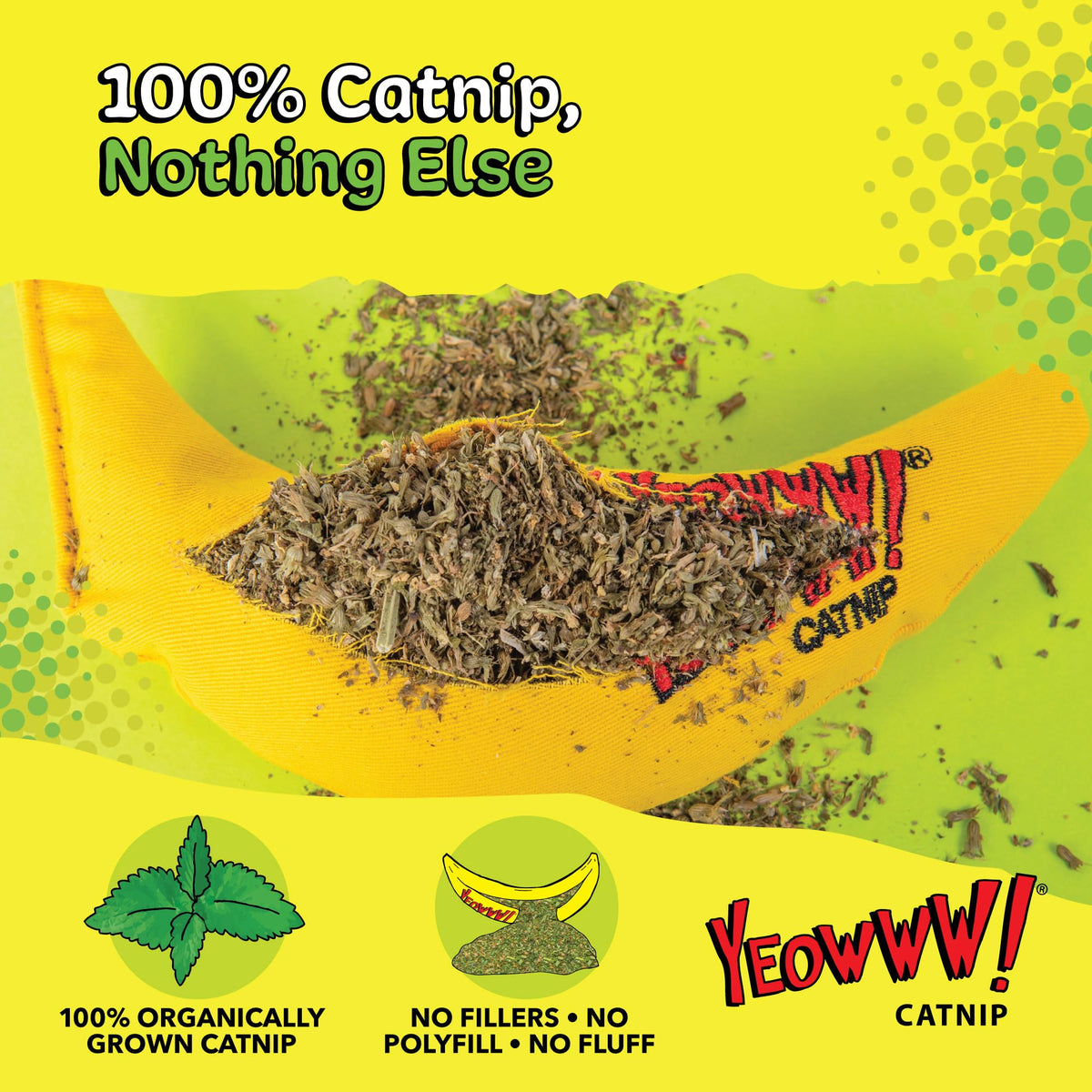 Yeowww! Catnip Chi-CAT-a Banana Toy for Cats - 7 Inches - Durable Cotton Twill - Made in the USA - Stuffed with Organically Grown Catnip