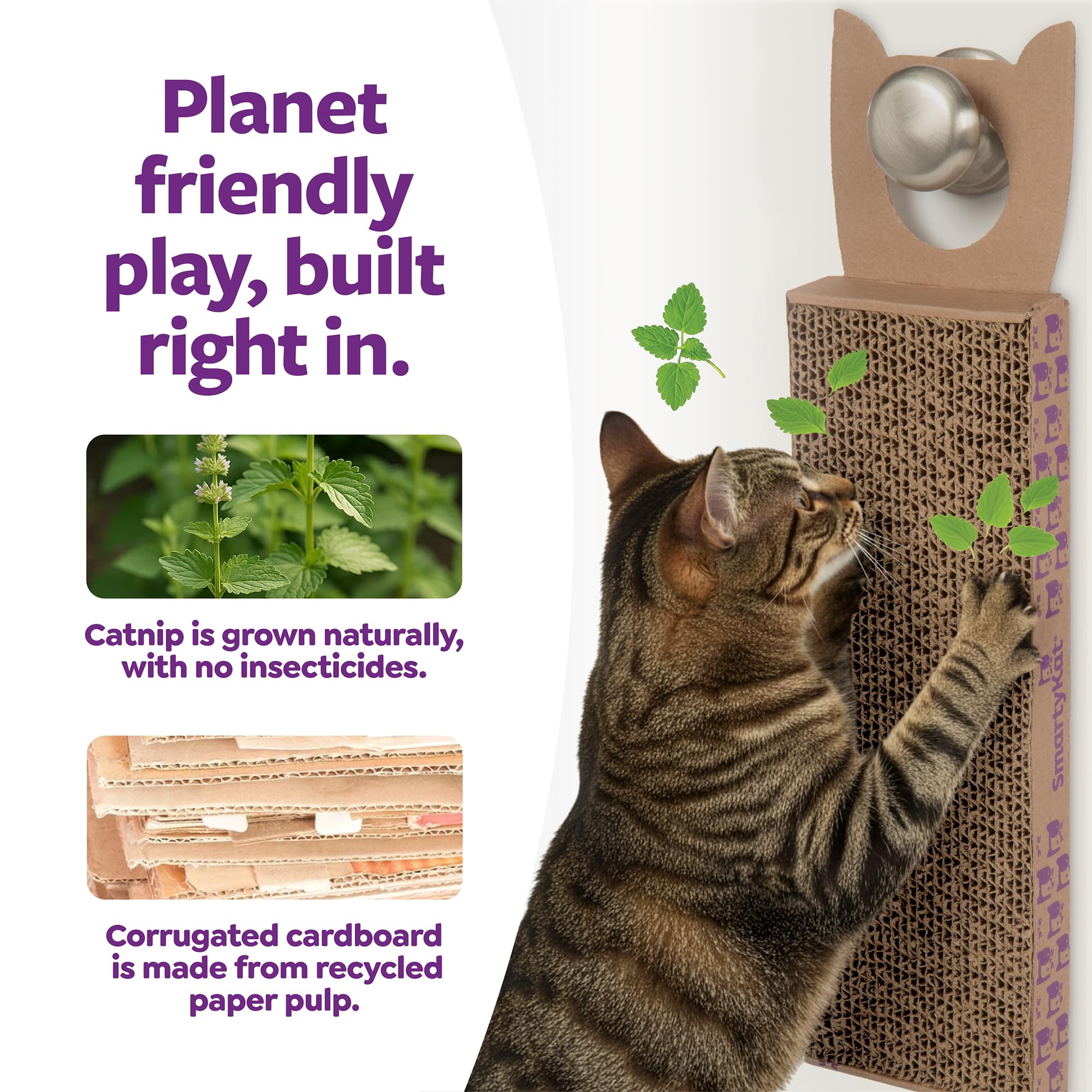 SmartyKat Scratch Up Corrugated Hanging Cat Scratcher, Catnip Infusion Technology - Brown, Single Wide