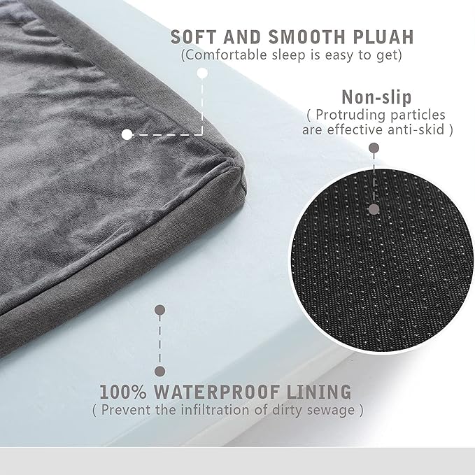 GOHOO PET Orthopedic Memory Foam Dog Bed, Cooling Dog Beds Waterproof Pet Bed for Crate with Removable Washable Cover, L(35inch,65Lbs)
