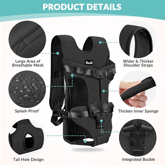 Lukovee Dog Backpack Carrier, Adjustable Front Carrier for Small Breeds