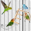 DBNESS 4Pcs Bird Perches Toys, Stainless Steel Perch Platform (2 Sizes), Natural Wood Parrot Climbing Ladder & Swing with Bell, Play Gym Cage Accessories for Budgie Cockatiel Lovebird Canary Conure