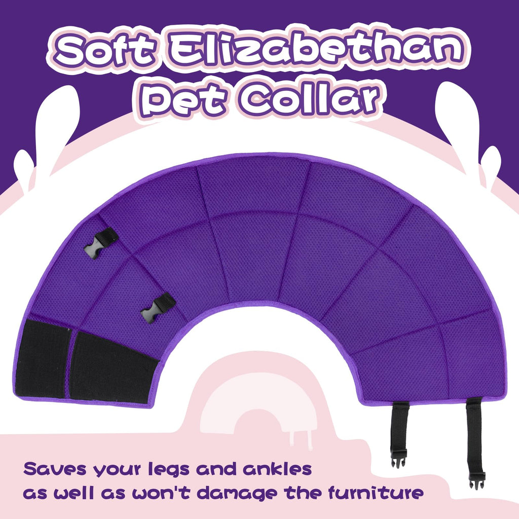 Allroaring Adjustable Dog Cone for Spay, Comfy Recovery Collar Purple L