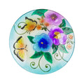 Alpine Corporation 18" Glass Birdbath Topper with Colorful Butterfly and Flowers