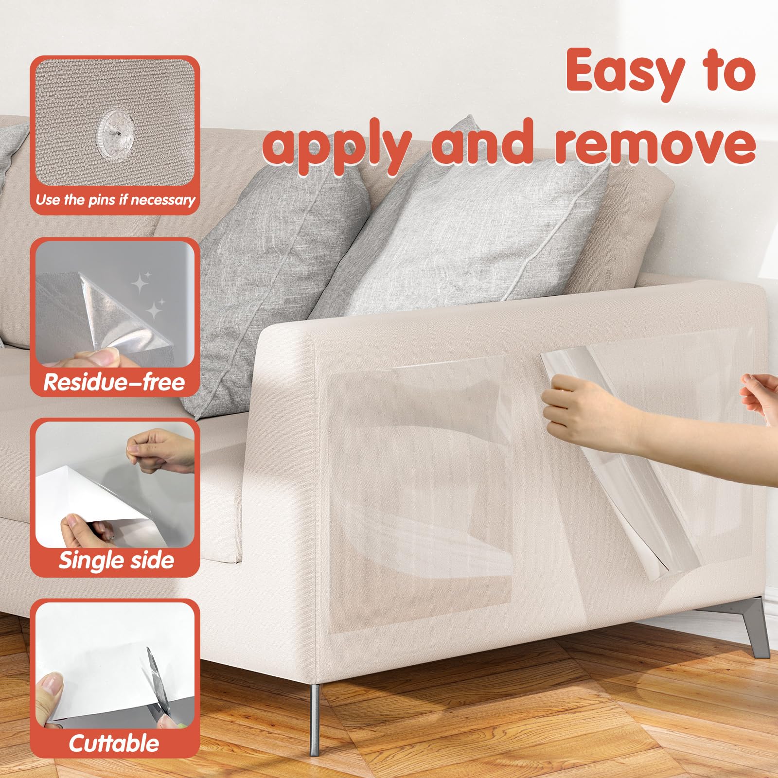 Secopad 18 PCS Cat Scratch Furniture Protector, Couch Protector, 14IN