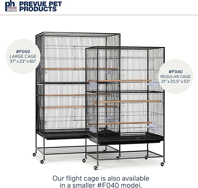Prevue Hendryx Pet Products Wrought Iron Flight Cage - Big Rolling Bird Cage for Parakeets, Cockatiels, Conures, Lovebirds, Canaries, Finches, Parrotlets, & Caiques, 5 Ft - X-Large, Hammertone Black