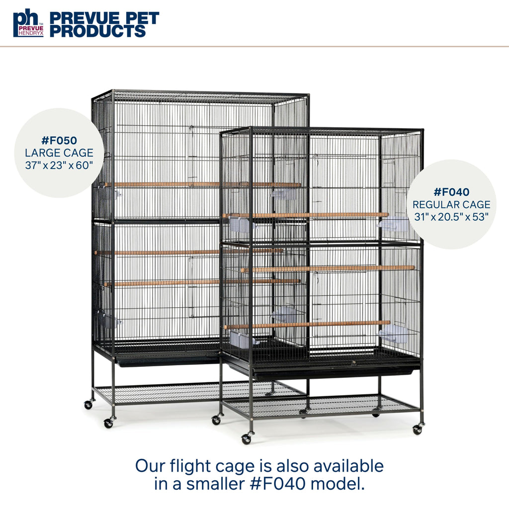 Prevue Hendryx Pet Products Wrought Iron Flight Cage - Big Rolling Bird Cage for Parakeets, Cockatiels, Conures, Lovebirds, Canaries, Finches, Parrotlets, & Caiques, 5 Ft - X-Large, Hammertone Black