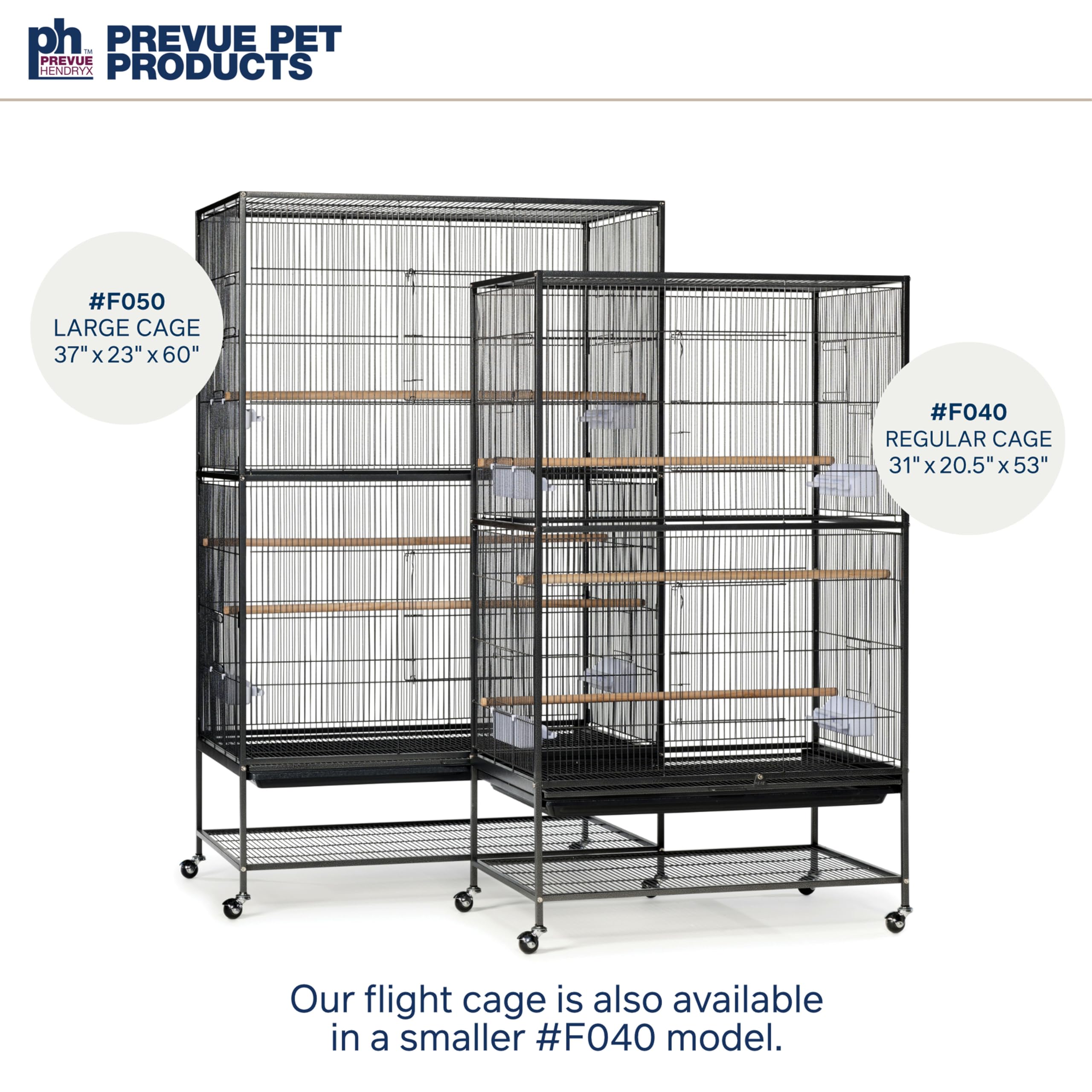Prevue Hendryx Pet Products Wrought Iron Flight Cage - Big Rolling Bird Cage for Parakeets, Cockatiels, Conures, Lovebirds, Canaries, Finches, Parrotlets, & Caiques, 5 Ft - X-Large, Hammertone Black