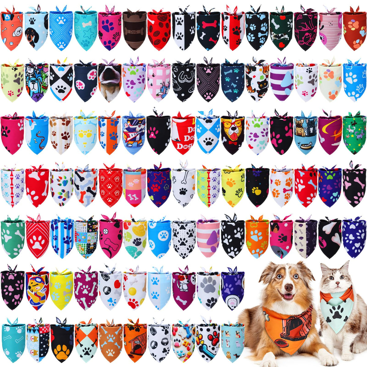 Huhumy 100 Pcs Christmas Dog Bandanas Bulk Christmas Bandanas for Dogs