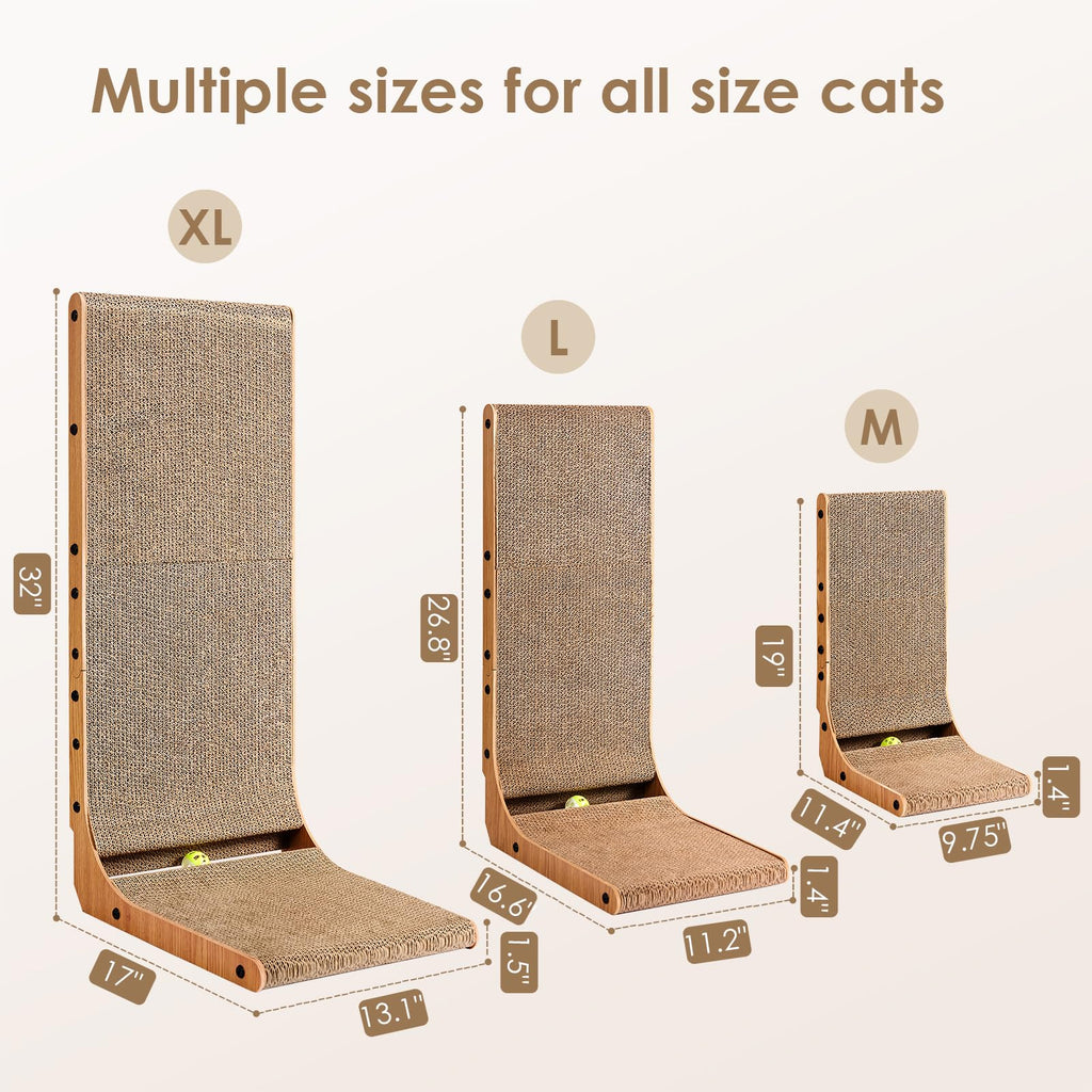 EHEYCIGA Cardboard Cat Scratcher for Indoor Cats, 26.8 Inch, Brown