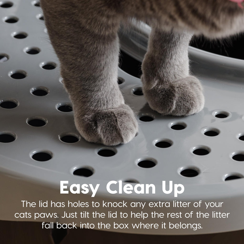 IRIS USA Large Top Entry Cat Litter Box, Hooded Privacy, Black/Gray