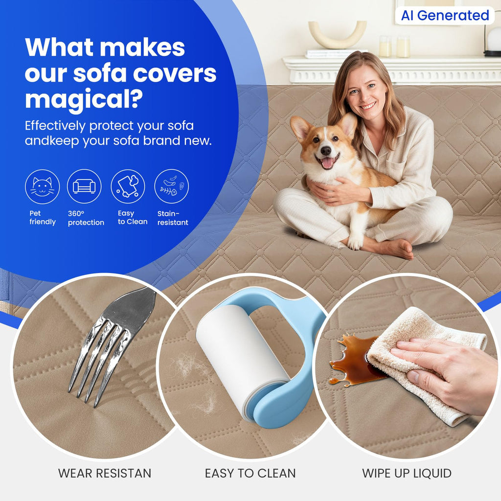 CYCMACO Waterproof Dog Bed Cover Pet Blanket, Soft Couch Cover for Dogs Washable, Non-Slip Dog Blanket Protect Furniture Couch Sofa Car for Puppy Large Dogs Cat (30x70 Inch, Khaki)