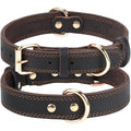 Joytale Leather Dog Collar for Small Dogs, Genuine Solid Sturdy Leather for Active Small Breeds, Adjustable Metal Pin Buckle, Durable and Secure Pet Collar for Daily Use, Brown, XS