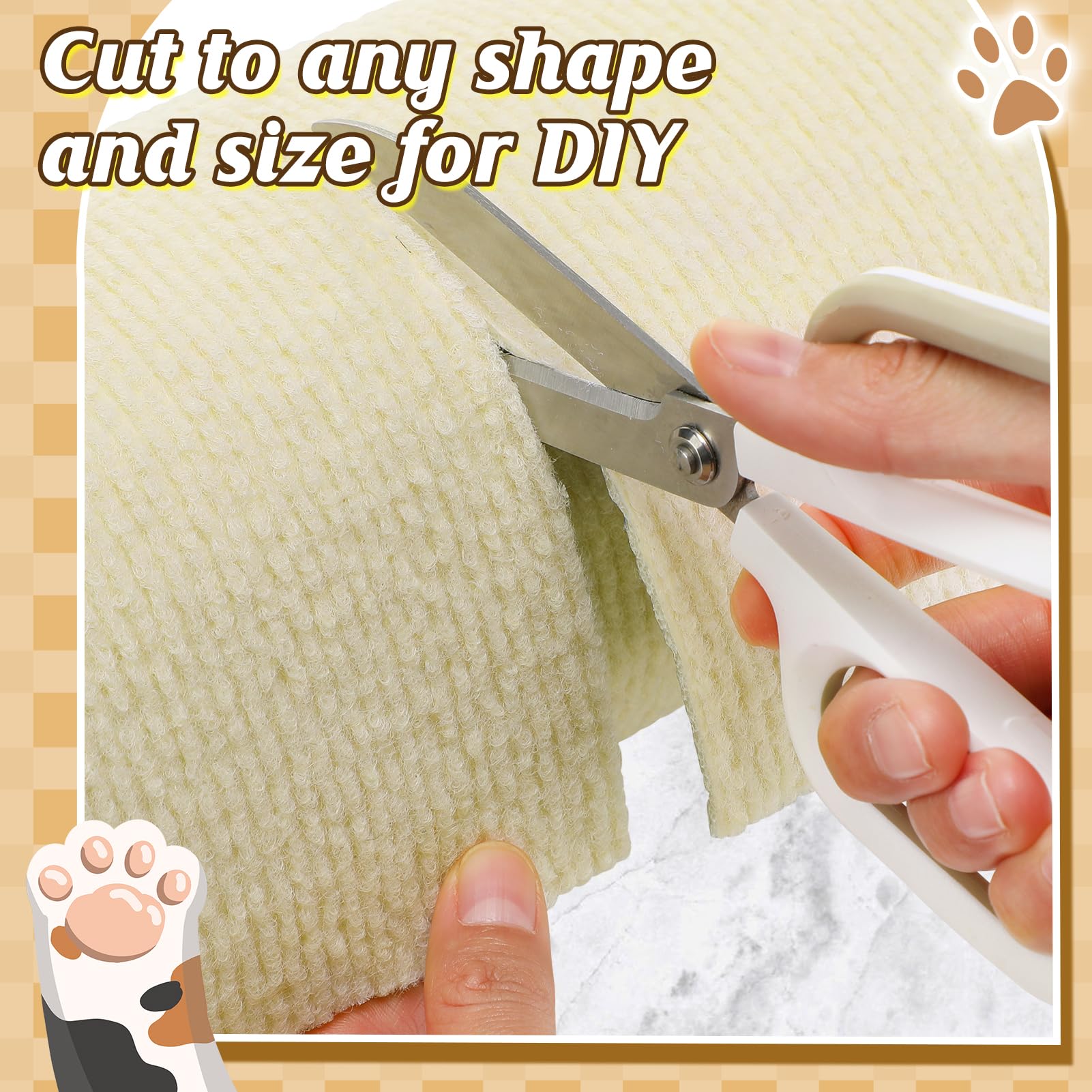 39.3''x14.6'' Trimmable Cat Scratch Furniture Protector - Climbing Self-Adhesive Cat Scratching Pad Mat, Couch Protector from Claws for Scratch Post Cat Tree Shelves Wall, Beige