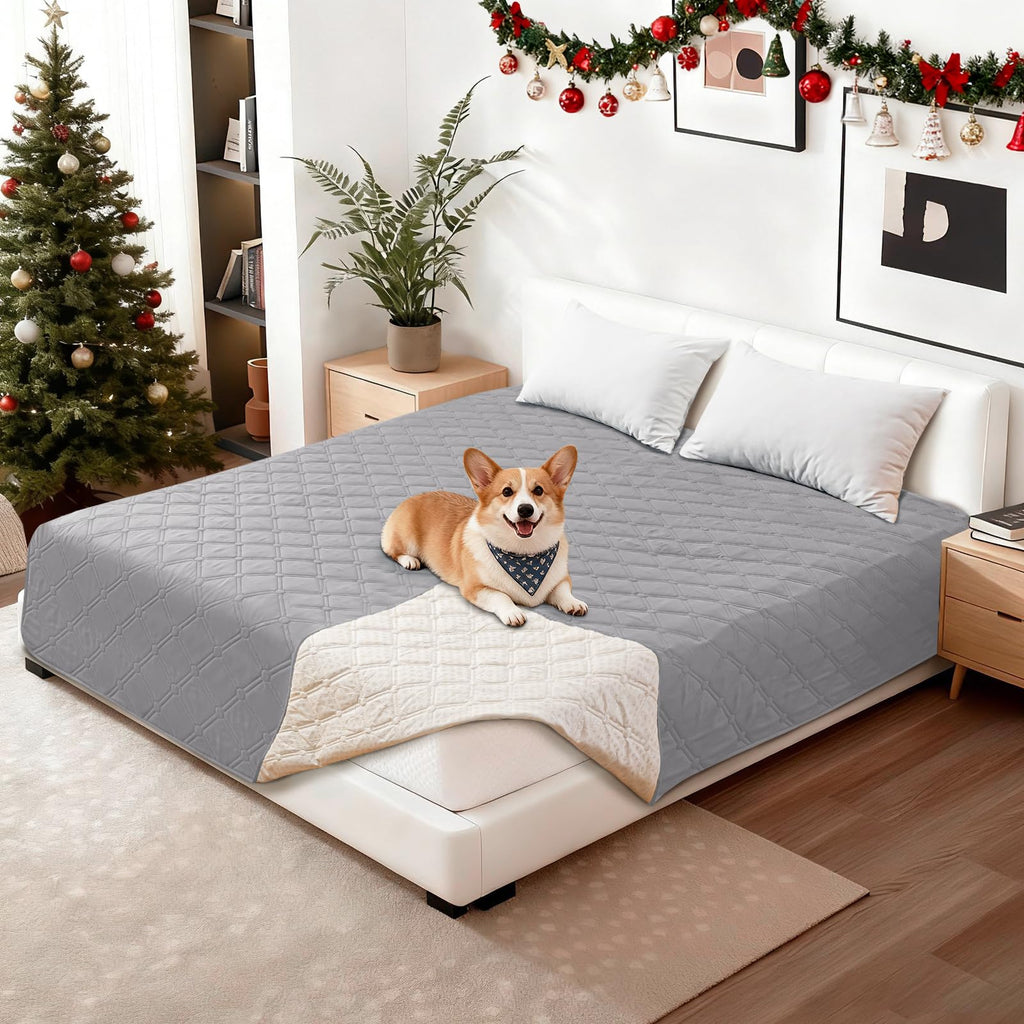 CYCMACO Waterproof Couch Covers for Pets, Waterproof Dog Bed Cover, Anti-Slip Soft Dog Blankets, Couch Cover for Dogs Washable, Pet Blanket for Puppy Large Dogs Cat (82x102 Inch, Light Grey)