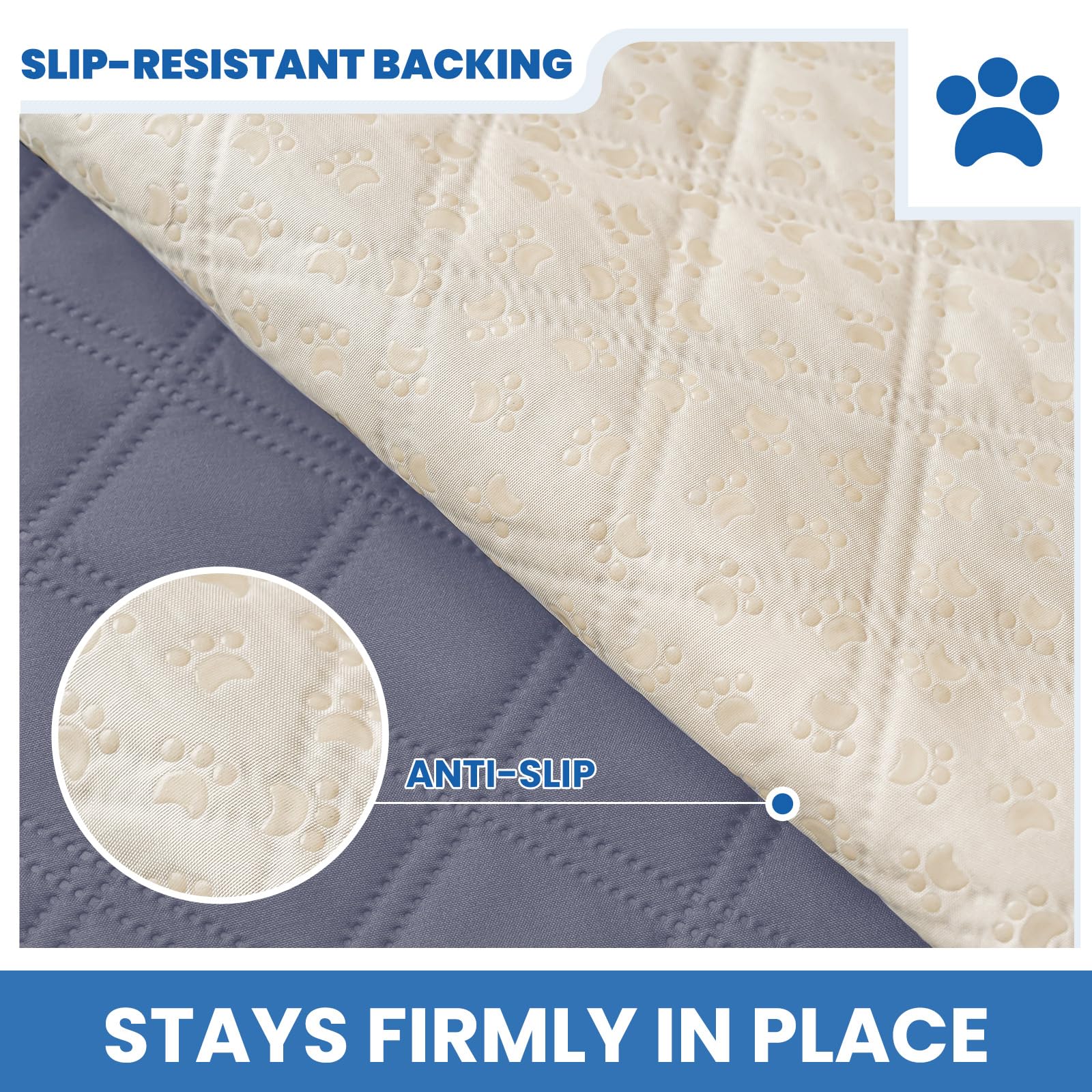 CYCMACO Waterproof Dog Bed Cover, Non-Slip Dog Blanket for Couch, Couch Covers for Dogs Washable, Pet Blanket for Furniture, Pet Bed Mat for Sofa, Car, Pet Supplies (82x102 Inch, Grey Blue)