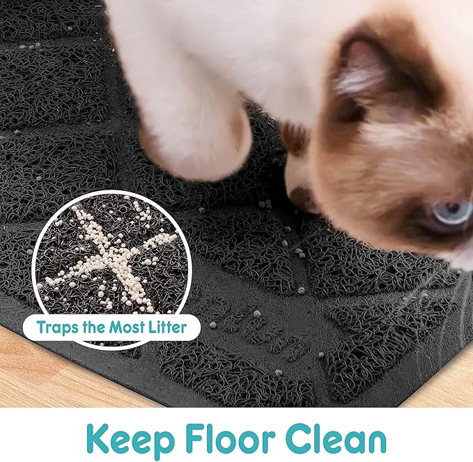 Cat Litter Mat Litter Trapping Mat, 35" x 23" Premium Durable PVC Grid Mesh with Scatter Control, Non-slip, Less Waste Cat Litter Box Mat, Soft on Kitty’s Paws, Urine Waterproof