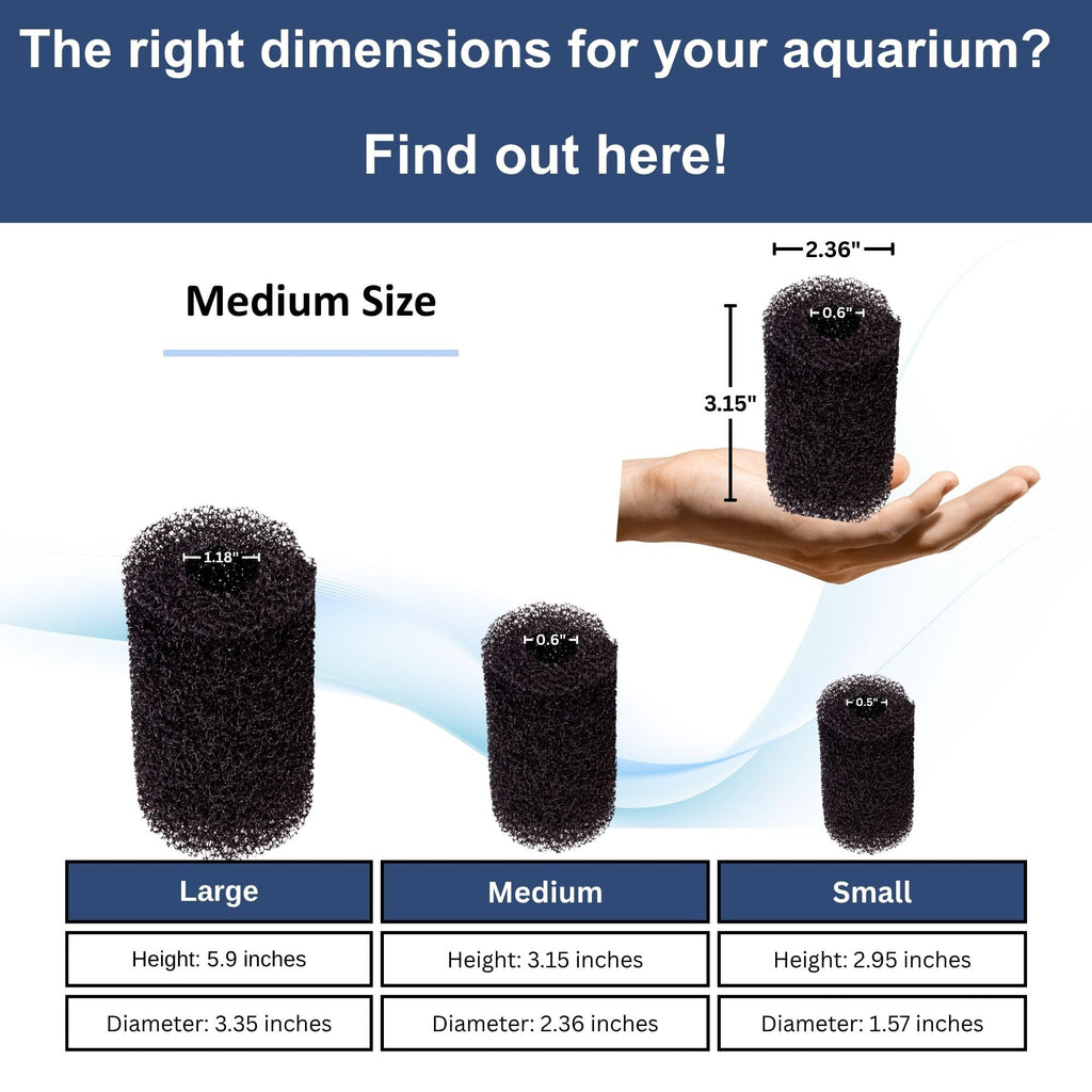 UNEAK 2-Pack Medium Premium Pre Filter Sponge Aquarium Intake High-Porosity Foam Roll Fish Tank Shrimp Beta Baby Fish Replacement Foam Cover Filtration Freshwater Saltwater 5-20 Gallons Easy to Clean