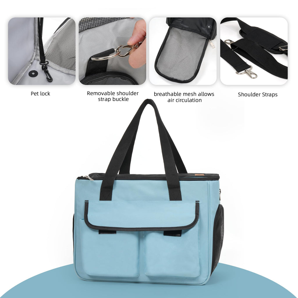 Cat & Dog Carrier for Pets Up to 15 Lbs, Airline Approved Soft-Sided Collapsible Pet Carrier for Cats & Dogs, Cat Carrier with Breathable Mesh, Padded Interior – Ideal for Car Rides, Daily Use(Blue)