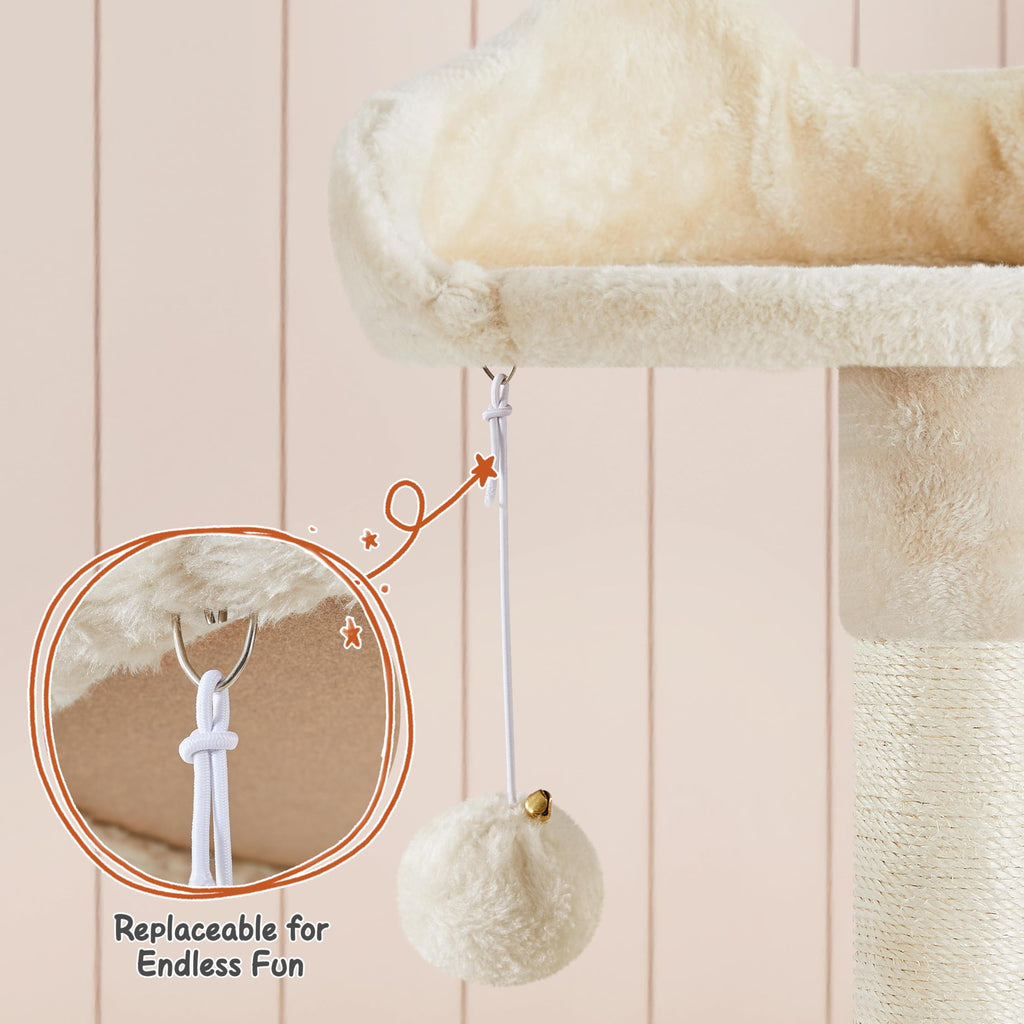 Yaheetech 76.5in Multi-Level Large Cat Tree, Big Cat Tower with 3 Condos, Cozy Plush Perches, 9 Sisal Scratching Posts and Ladder, Activity Center for Large Kitties, Beige