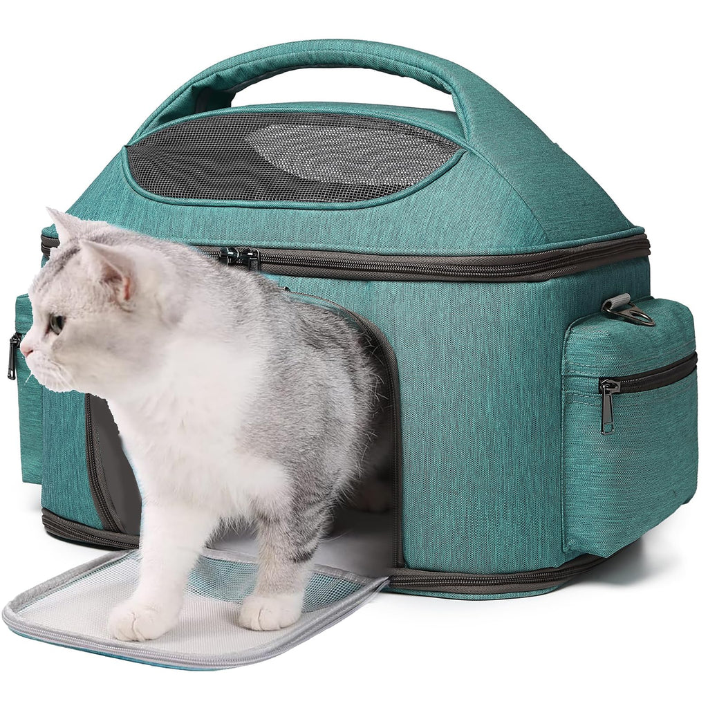 Large Fat Cat Carrier Fit up to 20 Pounds, Small Puppy Pet Travel Carrier, Car Seat Secure and Collapsible Soft Side Carrier Airline Approved Under Seat