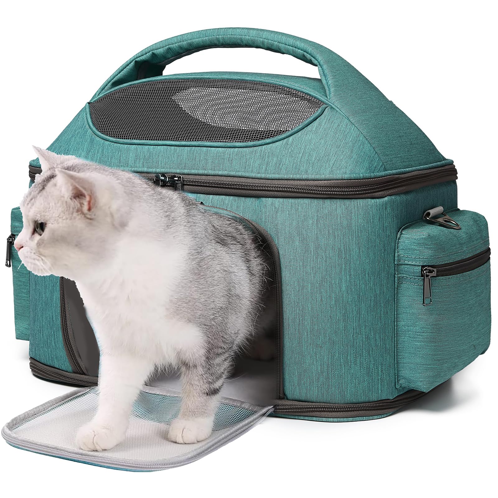Large Fat Cat Carrier Fit up to 20 Pounds, Small Puppy Pet Travel Carrier, Car Seat Secure and Collapsible Soft Side Carrier Airline Approved Under Seat