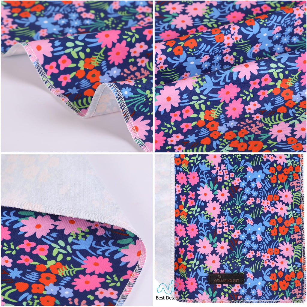 ARING PET Floral Dog Bandanas, Blue Pink Orange Flowers Pet Bandana Scarf Triangle Bibs for Puppy Small Medium Large Boy Girl Dogs Cats-L