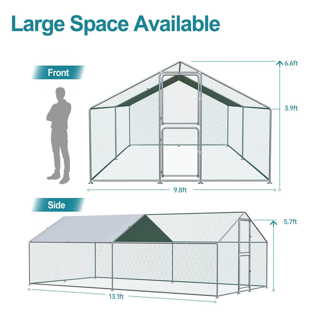 Airynee Large Chicken Coop, Chicken Coops for 20 Chickens, Chicken Runs for Yard with Water Poof & UV Resistance Cover, Spire Roof Chicken Coop Run with Double Lockable Doors for Outdoor Backyard