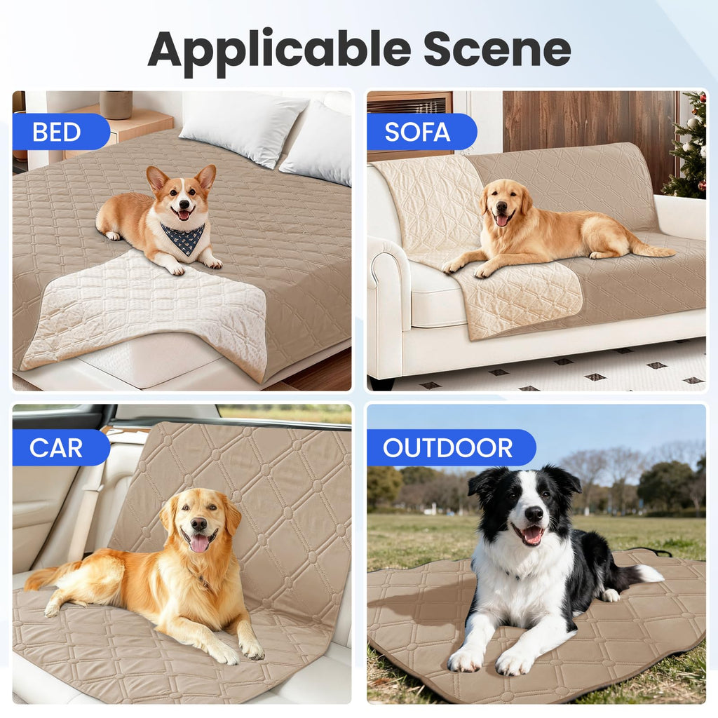 CYCMACO Waterproof Dog Bed Cover Pet Blanket, Soft Couch Cover for Dogs Washable, Non-Slip Dog Blanket Protect Furniture Couch Sofa Car for Puppy Large Dogs Cat (30x70 Inch, Khaki)