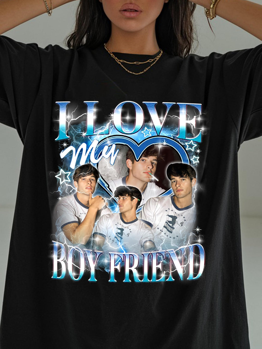 CustomsMerch Custom Shirts, I Love My Bf Shirts, Personalized Picture Shirt, Custom Photo Gifts, Gifts for Women, Men, Gift for Him, Girlfriend Photo T-Shirts, Birthday Christmas Valentines Shirt