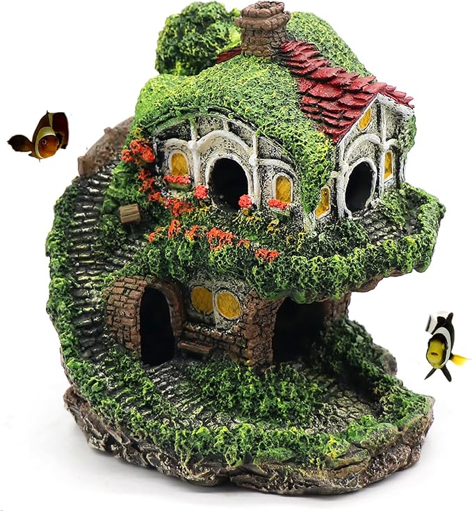 relaqcc Aquarium Decor Hideaway Cave, Betta Fish Tank House Accessories for Amphibians, Goldfish, Shrimp, Conch