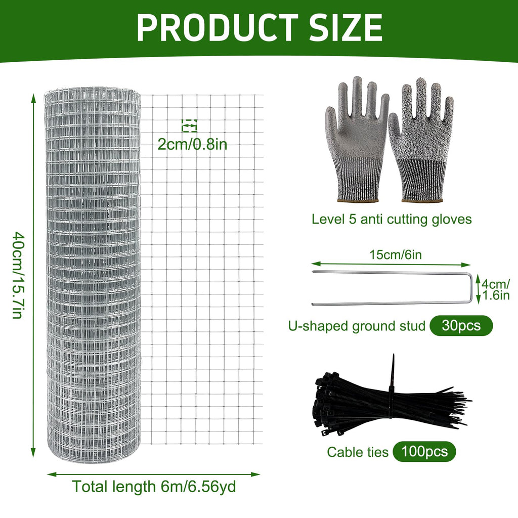 CIEOVO Wire Plant Protector from Animals, Metal Mesh Plant Cage Covers Rustproof Wire Plant Cages 30 U-Stakes and 100 Ties for Plants Keeping Bunnies Chicken Squirrels Birds Chicken Duck Out