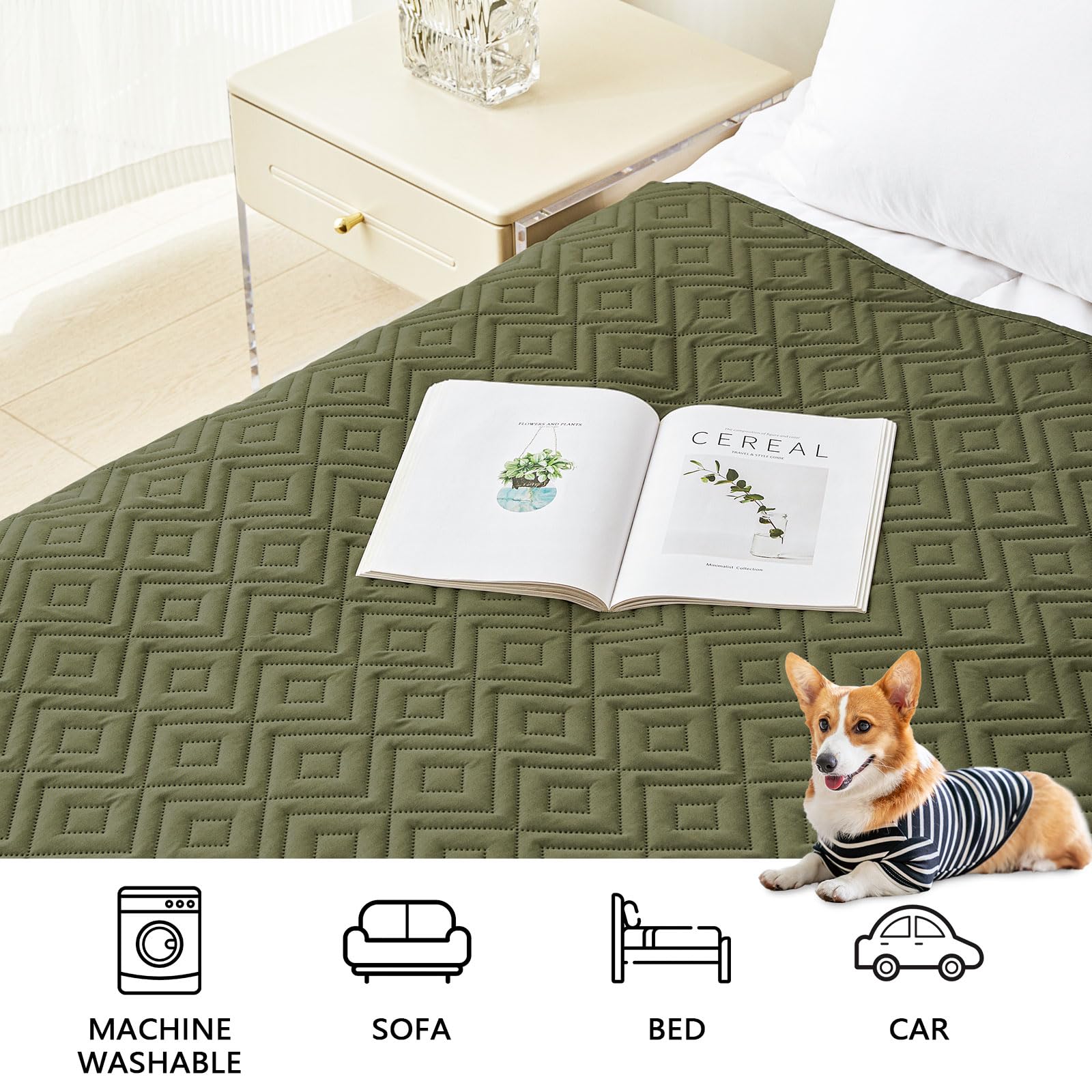 hyha Waterproof Reversible Dog Blanket, Pet Blanket for Sofa Couch