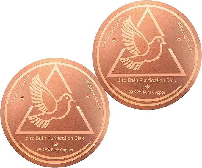 GOHUOX Bird Bath Purification Disk, 99.99% Copper Disc for Bird Bath Copper Disk Cleaner Safe for Outside Birds Fountain Disc Accessories, Fit for Outdoor Birdbath Bowl (3 pcs)