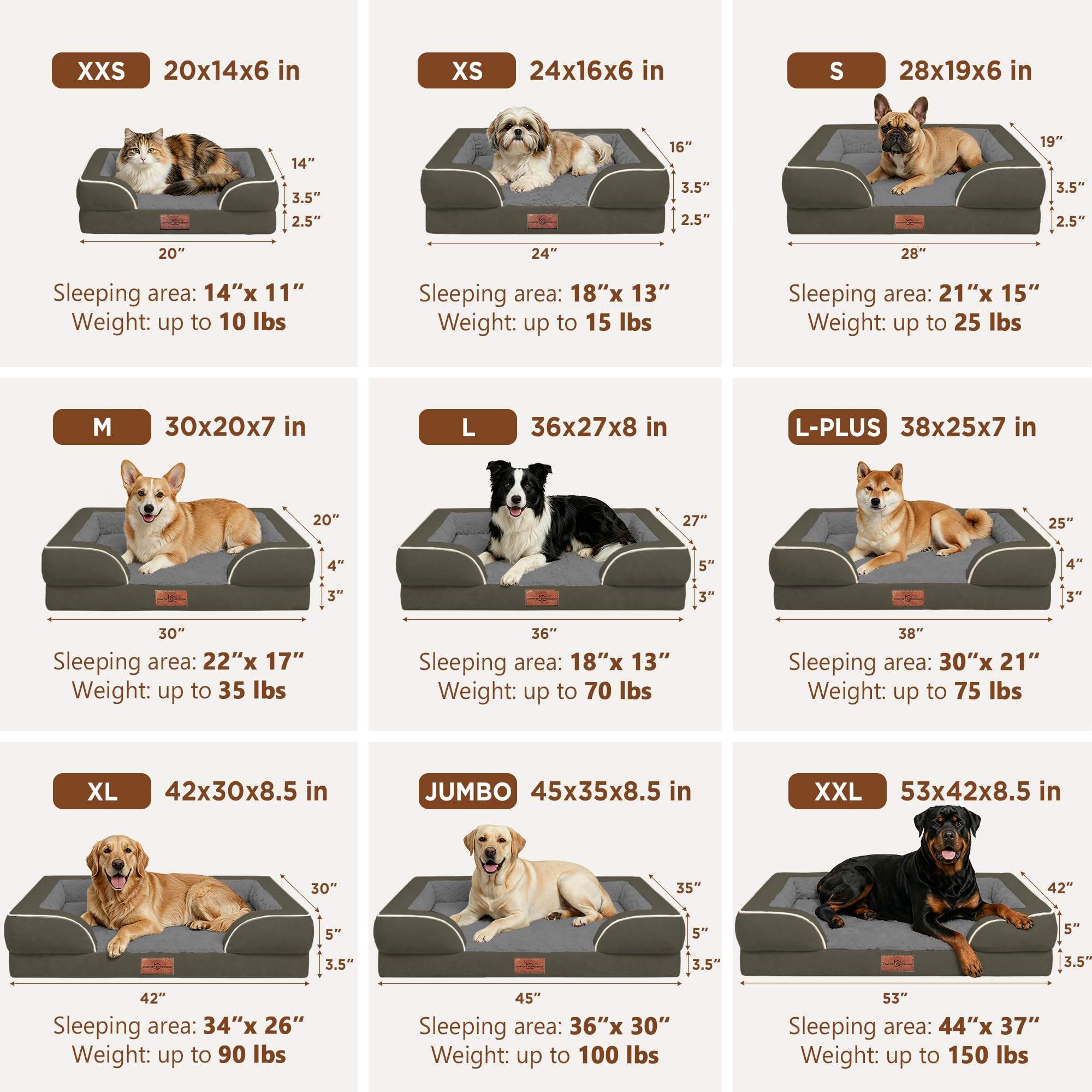 Comfort Expression Waterproof Orthopedic Dog Beds for Extra Large Dog