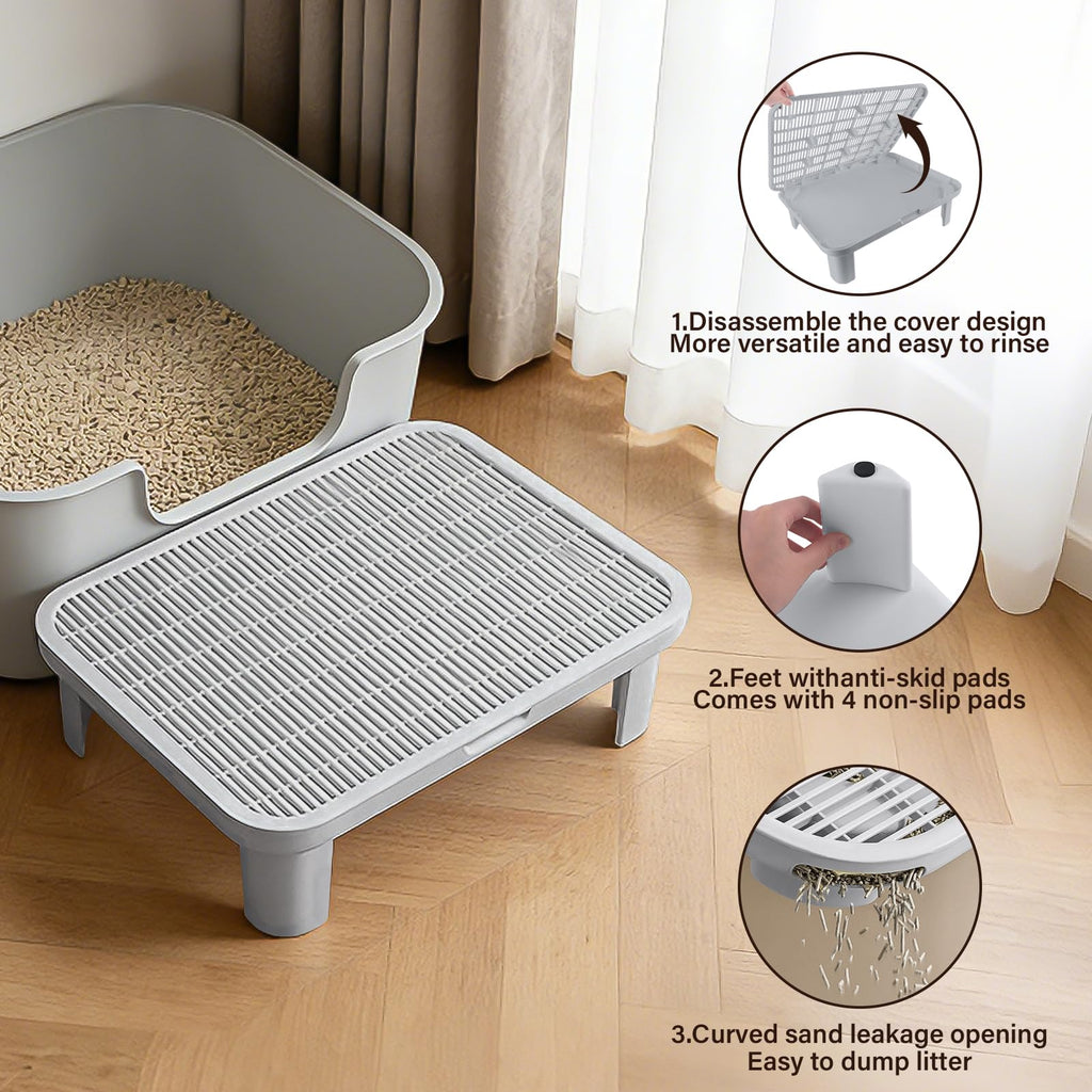 Cat Step Ramp Adjustable Litter Box Step with Filter Function, Black